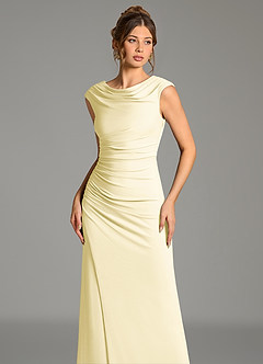 Azazie Chantal Bridesmaid Dresses Lemon Sorbet Mermaid Pleated Premium Stretch Jersey Dress image4