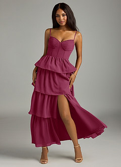 Azazie Kaiden Bridesmaid Dresses Mulberry A-Line Sweetheart Neckline Chiffon Dress image5