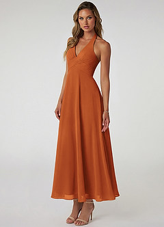 Azazie Tessie Suknie dla druhen Linia A Pofałdowany Szyfon Długość kostki Sukienka image3