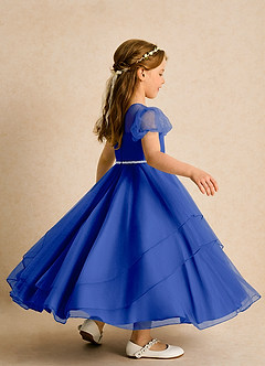 Azazie Duckie Abiti da Ragazza di Fiori Abito Principessa in Tulle Plissettato Blu Reale image2