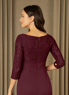 Azazie Macie vestidos de madre de la novia Vestido de Cabernet de Encaje de Recto con Scoop Lentejuelas image6