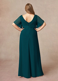 Azazie Alessa Mother of the Bride Dresses Pine A-Line V-Neck Pleated Chiffon Dress image8