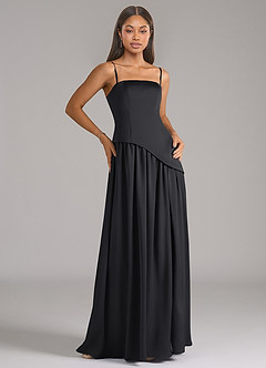 Azazie Adeline Bridesmaid Dresses Black A-Line Strapless Stretch Satin Convertible Dress image7