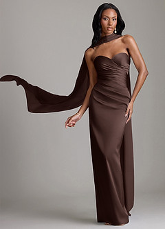 Azazie Sonora Brudtärnklänningar Klä av Tubklänning i Stretch Satin Axelbandslös Ganache image1