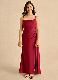 Azazie Moxie Girls Formal Flower Girl Dresses Scarlet A-Line Lace Chiffon Dress image3