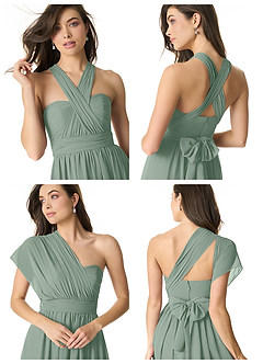 Azazie Olani Brautjungfernkleider Wandelbar A-Linie One-Shoulder Chiffon Kleid Silberner Salbei image8