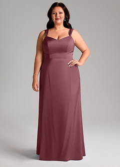 Azazie Denice Bridesmaid Dresses Desert Rose Sheath Pleated Stretch Satin Dress image8