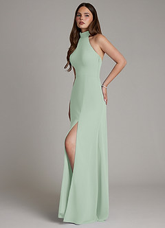 Azazie Myra Robes de demoiselle d'honneur Robe Trapèze en Mousseline de soie Col Haut Agave image5