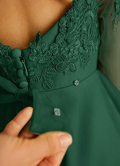 Azazie Precious Blumenmädchenkleider A-Linie Spitze Tüll Kleid Dunkelgrün image6