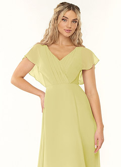 Azazie Rylee Bridesmaid Dresses Lemon Sorbet A-Line Pleated Chiffon Dress image5