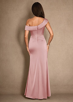 Azazie Hamptons 신부의 어머니 드레스 A라인 주름진 스트레치 새틴 플로어 길이 드레스 image2