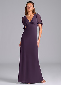 Azazie Pheby Brautjungfernkleider A-Linie Plissee Chiffon Kleid Pflaume image1