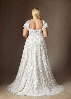 Azazie Vivienne Wedding Dresses Diamond White A-Line Sweetheart Lace Dress image10