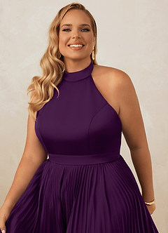 Christian Siriano Bridal for Azazie 1007 Bridesmaid Dresses Grape A-Line Pleated Stretch Satin Dress image14