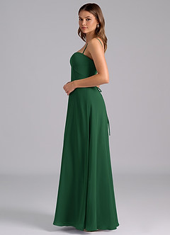 Azazie Valentine Bridesmaid Dresses Dark Green A-Line Corset Chiffon Dress image4
