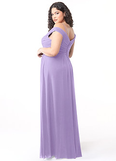 Azazie Audrianna Bridesmaid Dresses Lilac A-Line Off-The-Shoulder Gathered Chiffon Convertible Dress image10