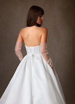 Azazie Harper Vestidos de noiva Vestido Diamante Branco de Cetim de Vestido de baile com Sem Alças image8