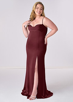 Barbie ♥ Azazie Bridesmaid Dresses Cabernet Mermaid Corset Stretch Satin Dress image9
