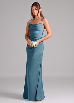 Azazie Lucille Robes de demoiselle d'honneur Robe Sirène Convertible en Satin extensible Sans bretelle Bermude image3