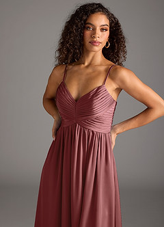 Azazie Alia Bridesmaid Dresses Amethyst A-Line Pleated Stretch Satin Dress image6