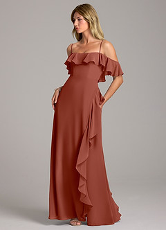 Azazie Aubrie Final Sale Eucalyptus A-Line Off the Shoulder Chiffon Dress image3