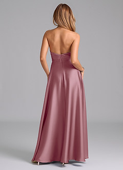 Azazie Tessie Bridesmaid Dresses Vintage Mauve A-Line Pleated Stretch Satin Dress image2