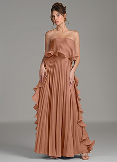 azazie bronzer bridesmaid dresses A-Line Strapless Floor-Length Chiffon Crisp pleating throughout the beautiful dresses Entro Baby Blue Polka Primary color:8