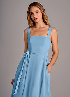 Azazie Deb Robes de demoiselle d'honneur Robe Trapèze Convertible en Mousseline de soie avec poches Acier Bleuté image2