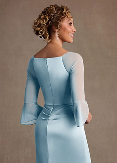 Azazie Nampa Mother of the Bride Dresses Sky Blue Sheath Pleated Mesh Dress image6