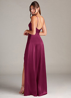 Azazie Sarella Brautjungfernkleider A-Linie Plissee Stretch-Satin Kleid Rote Pflaume image4