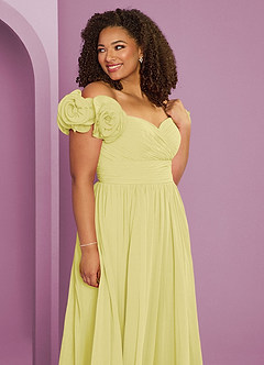 Barbie ♥ Azazie Bridesmaid Dresses Lemon Sorbet A-Line Off the Shoulder Chiffon Convertible Dress image13
