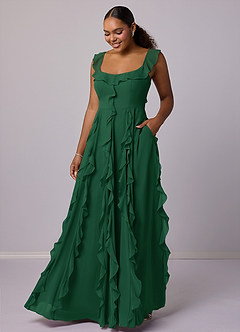 Barbie ♥ Azazie Bridesmaid Dresses Dark Green A-Line with Pockets Chiffon Dress image7