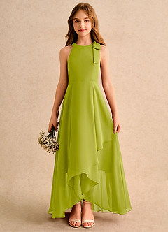 Azazie Boop Girls Formal Blumenmädchenkleider A-Linie Schleifen Chiffon Kleid Zitronengras image1