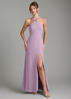Azazie Rue Bridesmaid Dresses Wisteria A-Line Halter Chiffon Dress image4