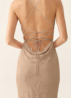 Natasha Champagne Jacquard Corset Mermaid Prom Dress image14