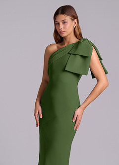 Azazie Yuanna 신부 들러리 드레스 인어 한쪽 어깨 쉬폰 바닥 길이 드레스 image7