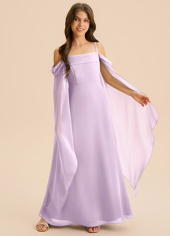 Azazie Moana Junior A-Linie Plissee Chiffon Kleid Frostiges Flieder image6
