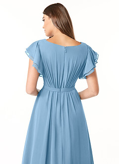 Azazie Daphne Modest Bridesmaid Dresses A-Line Ruffled Chiffon Floor-Length Dress image5
