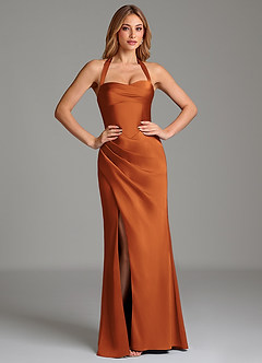 Azazie Serenity Bridesmaid Dresses Cinnamon Mermaid Sweetheart Neckline Stretch Satin Dress image5