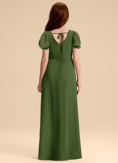 Azazie Priya Junior Olive A-Line Blouson Chiffon Dress image2