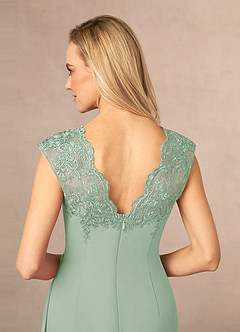 Azazie Gladys Mother of the Bride Dresses Agave A-Line Queen Anne Lace Chiffon Dress image6