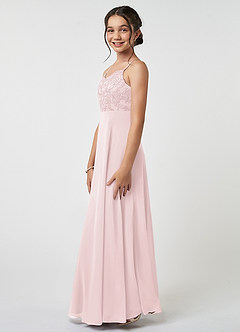 Azazie Sonya A-Line Lace Chiffon Floor-Length Junior Bridesmaid Dress image3