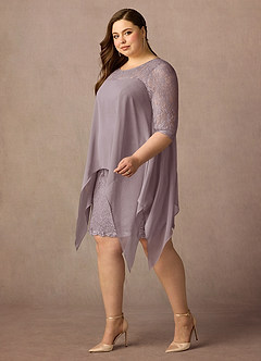 Azazie Flo Mother of the Bride Dresses Dusk A-Line Lace Chiffon Dress image4