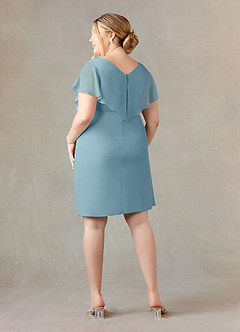 Azazie Julia Mother of the Bride Dresses Moody Blue Sheath V-Neck Pleated Chiffon Dress image9