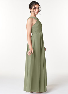 Azazie Kaleigh Junior Pistachio A-Line Pleated Chiffon Dress image5