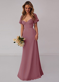 Barbie ♥ Azazie Bridesmaid Dresses Vintage Mauve A-Line Pleated Chiffon Dress image6