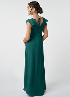 Azazie Claudine Junior Peacock A-Line Pleated Chiffon Dress image4