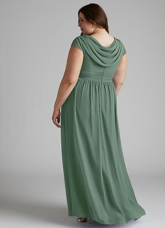 Azazie Organa Robes de demoiselle d'honneur Robe Trapèze en Mousseline de soie Plissée Eucalyptus image10