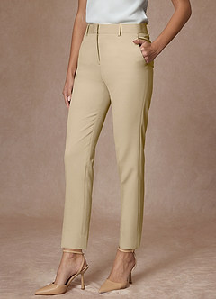 Whitney Champagne Refined Weave Performance Full Length Dress Pants