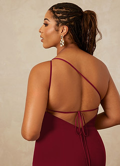 Christian Siriano Bridal for Azazie 1003 Bridesmaid Dresses Burgundy Sheath One Shoulder Chiffon Dress image16